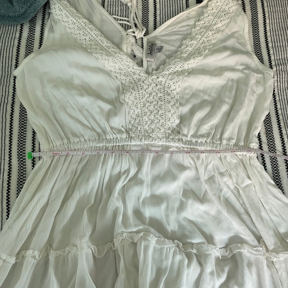Justily Tiered Crochet VNeck Sleeveless Mini Dress Large‎ Coastal Cowgirl Angel - Picture 8 of 11